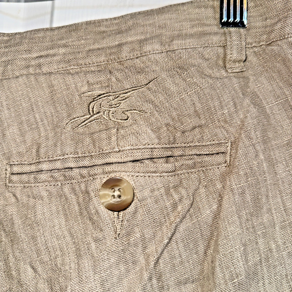 Madda Fella Key West Men's 100% Linen Shorts Brown Chino Slash Pockets Size 38 - Picture 11 of 14